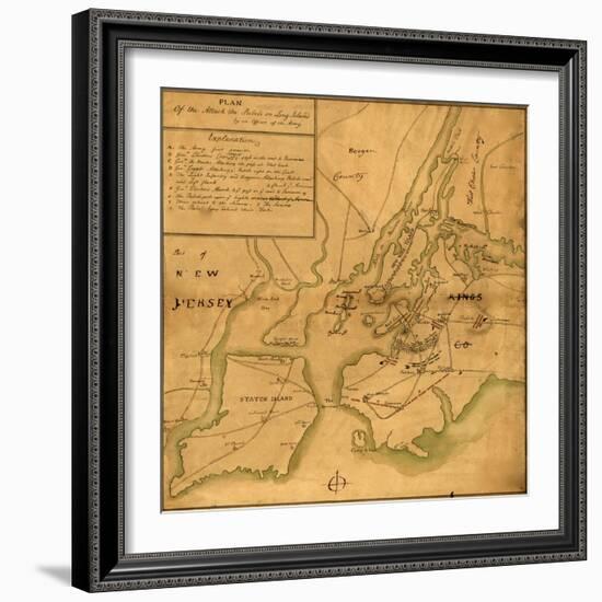 Plan of the attack the rebels on Long Island-Anonymous-Framed Art Print