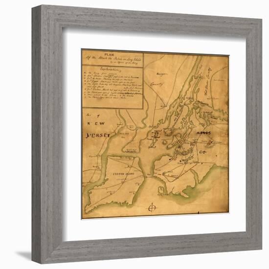 Plan of the attack the rebels on Long Island-Anonymous-Framed Art Print