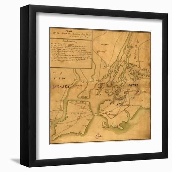 Plan of the attack the rebels on Long Island-Anonymous-Framed Art Print