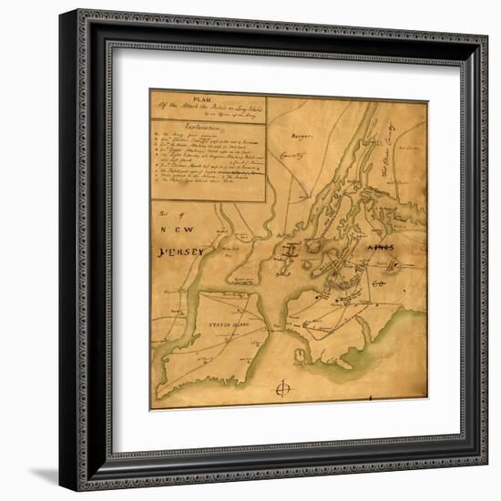 Plan of the attack the rebels on Long Island-Anonymous-Framed Art Print