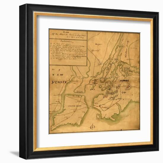 Plan of the attack the rebels on Long Island-Anonymous-Framed Art Print