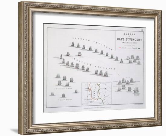 Plan of the Battle of Cape St. Vincent, 14th February 1797, C.1830S (Engraving)-Alexander Keith Johnston-Framed Giclee Print