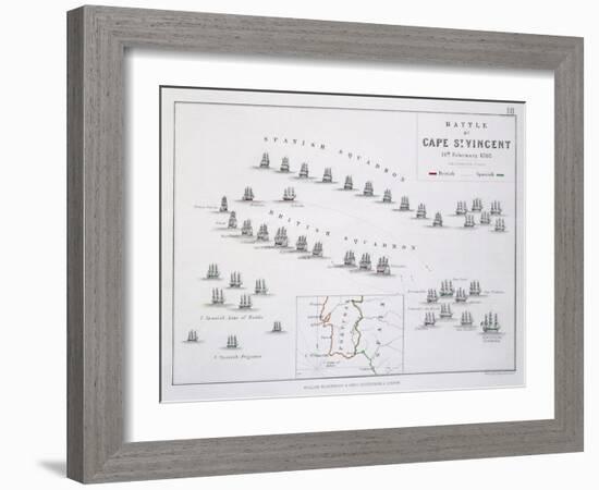 Plan of the Battle of Cape St. Vincent, 14th February 1797, C.1830S (Engraving)-Alexander Keith Johnston-Framed Giclee Print