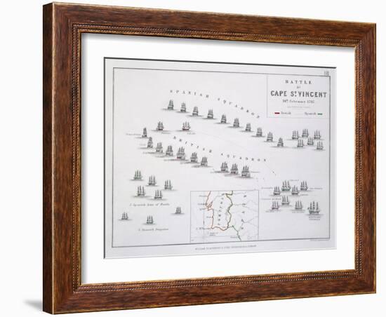 Plan of the Battle of Cape St. Vincent, 14th February 1797, C.1830S (Engraving)-Alexander Keith Johnston-Framed Giclee Print