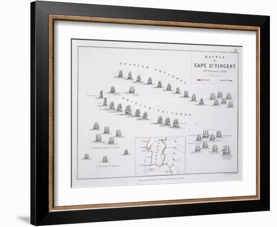 Plan of the Battle of Cape St. Vincent, 14th February 1797, C.1830S (Engraving)-Alexander Keith Johnston-Framed Giclee Print