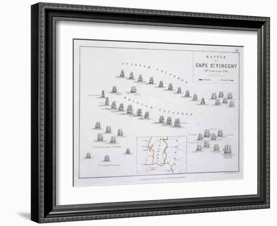 Plan of the Battle of Cape St. Vincent, 14th February 1797, C.1830S (Engraving)-Alexander Keith Johnston-Framed Giclee Print