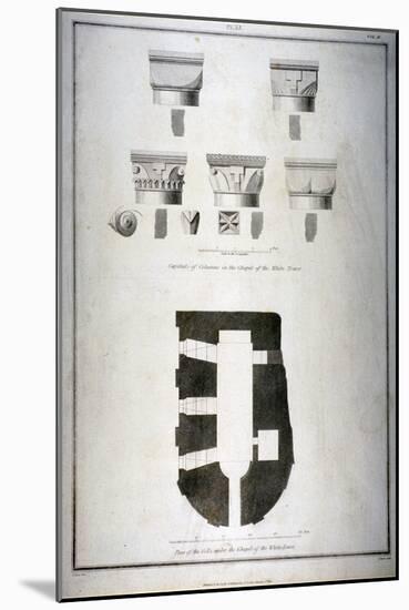 Plan of the Cells under the Chapel of the White Tower, Tower of London, 1815-James Basire II-Mounted Giclee Print