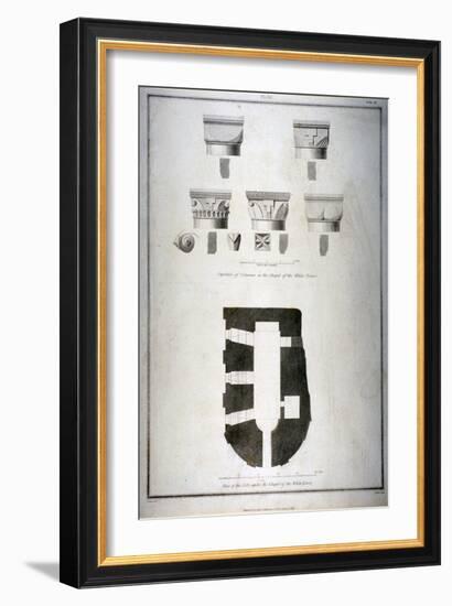 Plan of the Cells under the Chapel of the White Tower, Tower of London, 1815-James Basire II-Framed Giclee Print