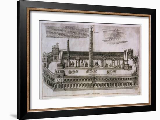 Plan of the Circus Maximus Engraving-Nicolas Beautrizet-Framed Giclee Print