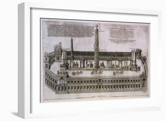 Plan of the Circus Maximus Engraving-Nicolas Beautrizet-Framed Giclee Print