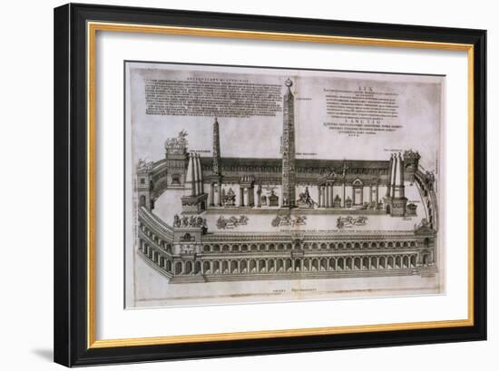 Plan of the Circus Maximus Engraving-Nicolas Beautrizet-Framed Giclee Print