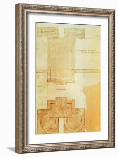 Plan of the Drum of the Cupola of the Church of St. Peter's Basilica-Michelangelo Buonarroti-Framed Giclee Print