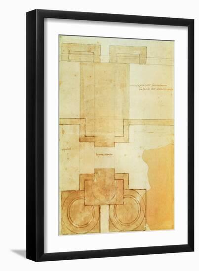 Plan of the Drum of the Cupola of the Church of St. Peter's Basilica-Michelangelo Buonarroti-Framed Giclee Print