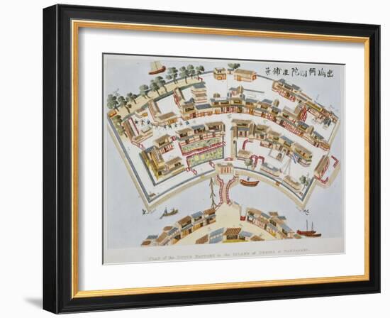 Plan of the Dutch Factory in the Island of Desima, at Nagasaki, Book from Illustrations of Japan ..-Isaac Titsingh-Framed Giclee Print