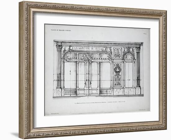 Plan of the Facade of the a La Marquise De Sevigne Shop in Paris-null-Framed Giclee Print