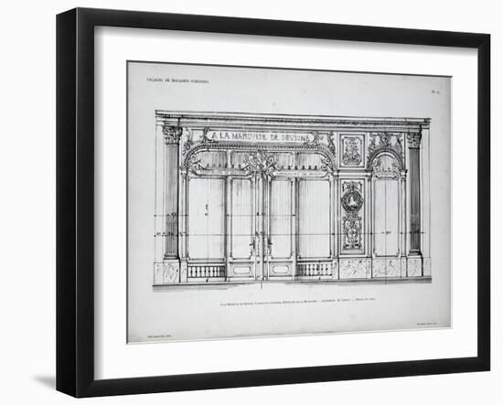 Plan of the Facade of the a La Marquise De Sevigne Shop in Paris-null-Framed Giclee Print