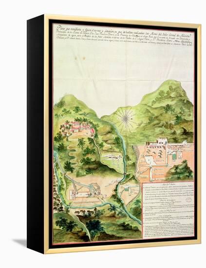 Plan of the Mines of Oaxaca, Mexico, 1785-87-null-Framed Premier Image Canvas