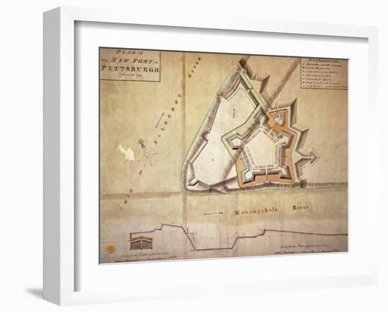 Plan of the New Fort at Pittsburgh, November 1759 (Hand Coloured Engraving)-American-Framed Giclee Print