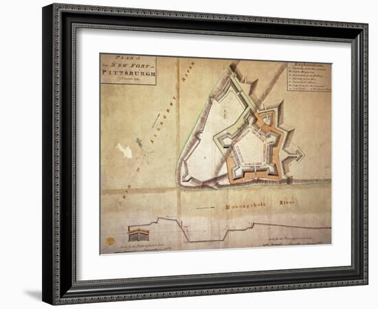 Plan of the New Fort at Pittsburgh, November 1759 (Hand Coloured Engraving)-American-Framed Giclee Print