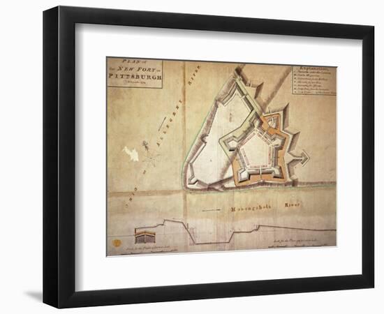 Plan of the New Fort at Pittsburgh, November 1759 (Hand Coloured Engraving)-American-Framed Premium Giclee Print