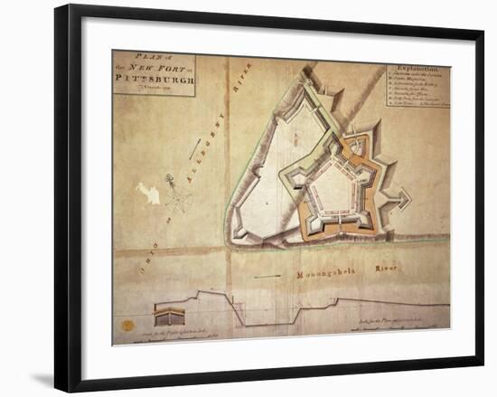 Plan of the New Fort at Pittsburgh, November 1759 (Hand Coloured Engraving)-American-Framed Giclee Print