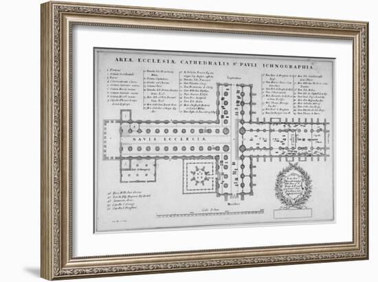 Plan of the Old St Paul's Cathedral, City of London, 1657-J Harris-Framed Giclee Print