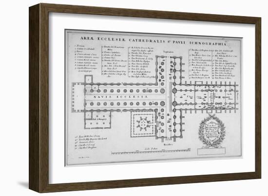 Plan of the Old St Paul's Cathedral, City of London, 1657-J Harris-Framed Giclee Print