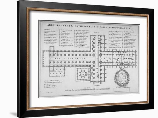 Plan of the Old St Paul's Cathedral, City of London, 1657-J Harris-Framed Giclee Print