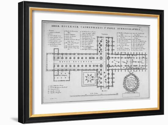 Plan of the Old St Paul's Cathedral, City of London, 1657-J Harris-Framed Giclee Print