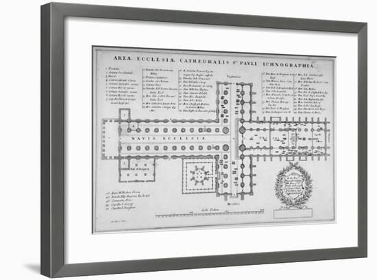 Plan of the Old St Paul's Cathedral, City of London, 1657-J Harris-Framed Giclee Print