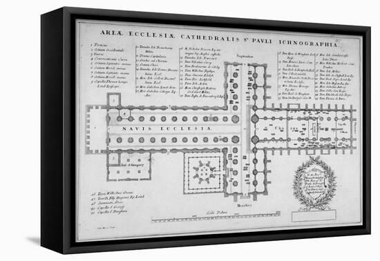 Plan of the Old St Paul's Cathedral, City of London, 1657-J Harris-Framed Premier Image Canvas