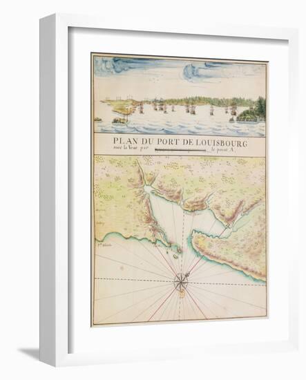 Plan of the Port of Louisbourg (W/C on Paper)-French School-Framed Giclee Print