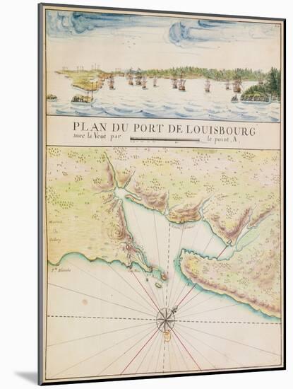Plan of the Port of Louisbourg (W/C on Paper)-French School-Mounted Giclee Print