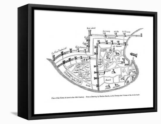 Plan of the Town of Acre, Palestine, 14th Century-null-Framed Premier Image Canvas