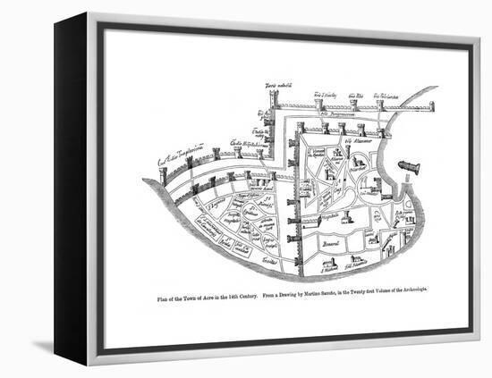 Plan of the Town of Acre, Palestine, 14th Century-null-Framed Premier Image Canvas