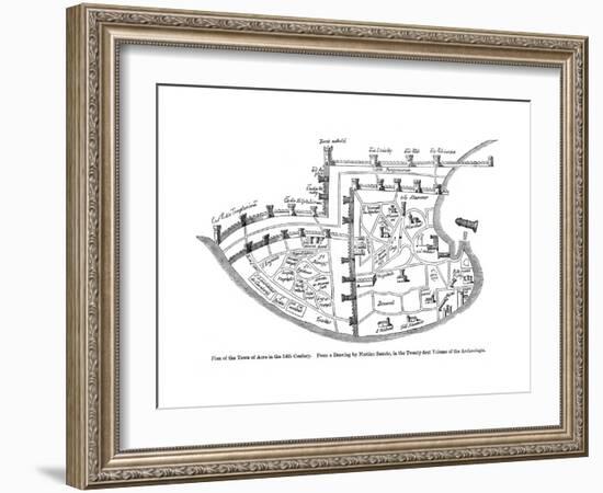 Plan of the Town of Acre, Palestine, 14th Century-null-Framed Giclee Print