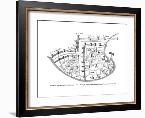 Plan of the Town of Acre, Palestine, 14th Century-null-Framed Giclee Print