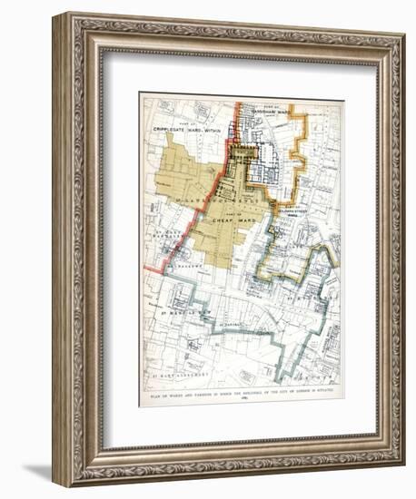 Plan of the Wards and Parishes in Which the Guildhall of the City of London Is Situated, 1886-null-Framed Giclee Print