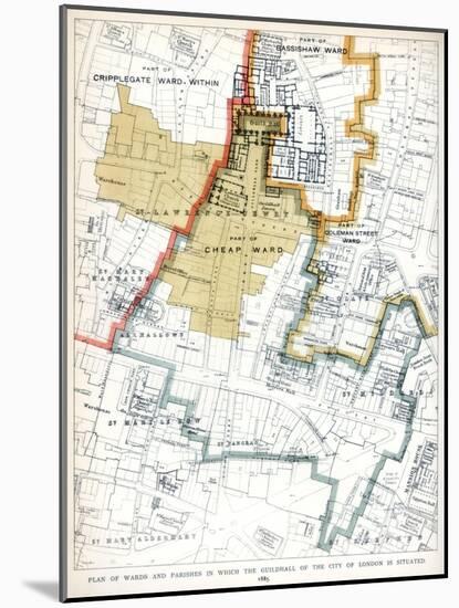 Plan of the Wards and Parishes in Which the Guildhall of the City of London Is Situated, 1886-null-Mounted Giclee Print