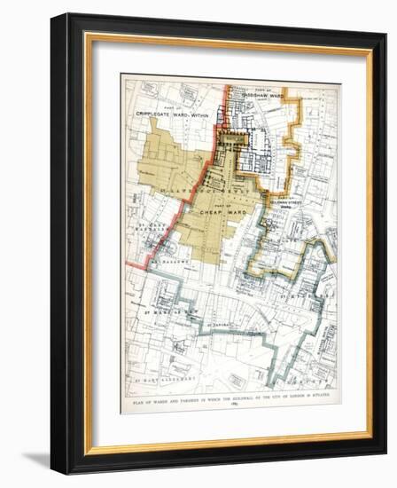 Plan of the Wards and Parishes in Which the Guildhall of the City of London Is Situated, 1886-null-Framed Giclee Print