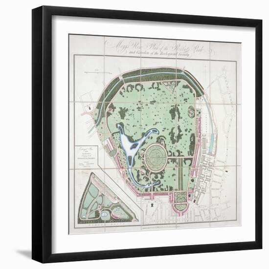 Plan of the Zoological Gardens, Regent's Park, St Marylebone, London, 1828-Edward Mogg-Framed Giclee Print