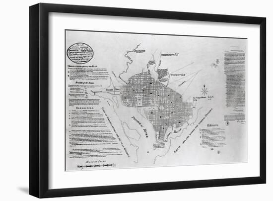 Plan of Washington D.circa, Pub. in "Gazette of the United States," Philadelphia, January 4th 1792-Pierre Lenfant-Framed Giclee Print