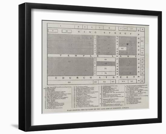 Plan Showing the Ravages of the Late Fire at Kingston, Jamaica-null-Framed Giclee Print