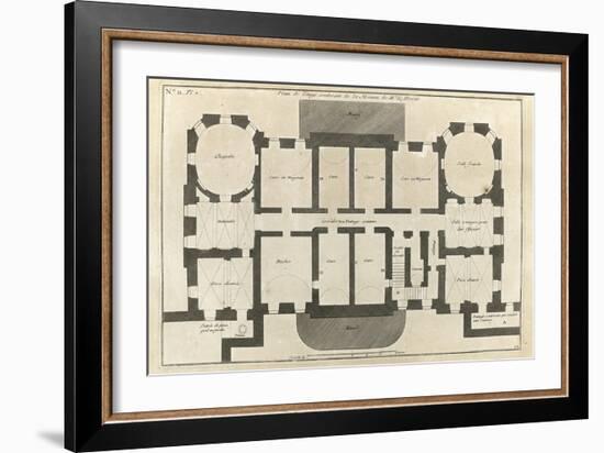 Planche 10 : Plan du sous-sol de l’hôtel de la duchesse du Maine (ancien hôtel de Moras)-Jacques-François Blondel-Framed Giclee Print
