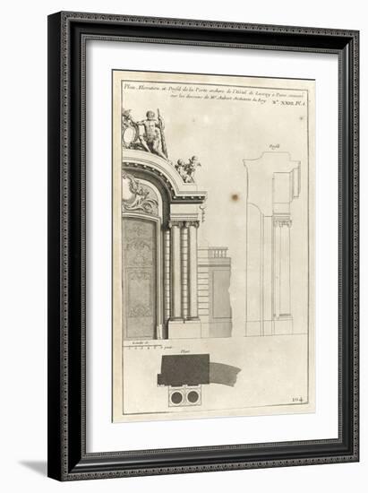Planche 104 : Plan élévation et profil de la porte cochère de l’Hôtel de Lassay-Jacques-François Blondel-Framed Giclee Print