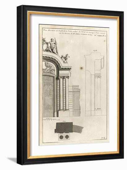 Planche 104 : Plan élévation et profil de la porte cochère de l’Hôtel de Lassay-Jacques-François Blondel-Framed Giclee Print