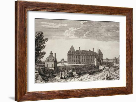 Planche 112: vue du château royal de Monceaux prise du côté du village vers 1740-Jacques Rigaud-Framed Giclee Print