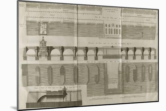 Planche 160 : Plan , élévation et élévation du Pont-Neuf à Paris-Pate-Mounted Giclee Print