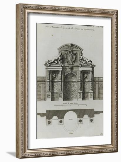 Planche 189 : Plan et élévation de la Grotte du jardin du palais du Luxembourg-Jacques-François Blondel-Framed Giclee Print