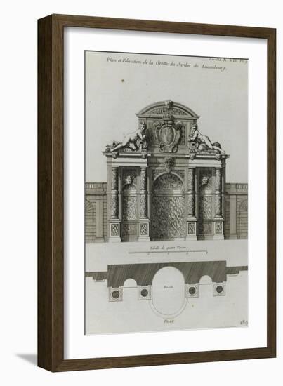 Planche 189 : Plan et élévation de la Grotte du jardin du palais du Luxembourg-Jacques-François Blondel-Framed Giclee Print